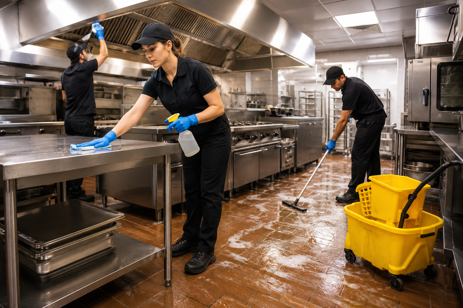 The frequency depends on the type of food business and daily usage. High-volume kitchens generally benefit from regular scheduled Kitchen Deep Cleaning in addition to daily cleaning routines.